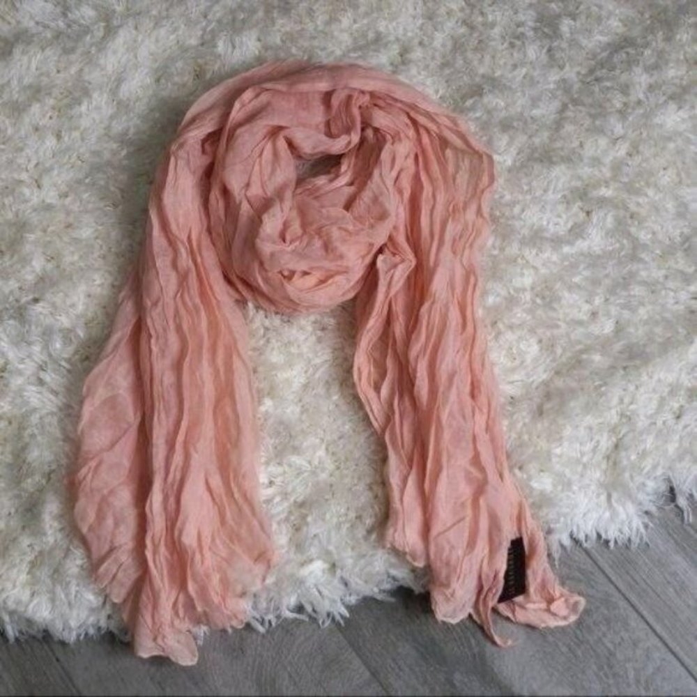 Peachy Pink Scarf Wrinkle Style Wrap Shall - Picture 4 of 4